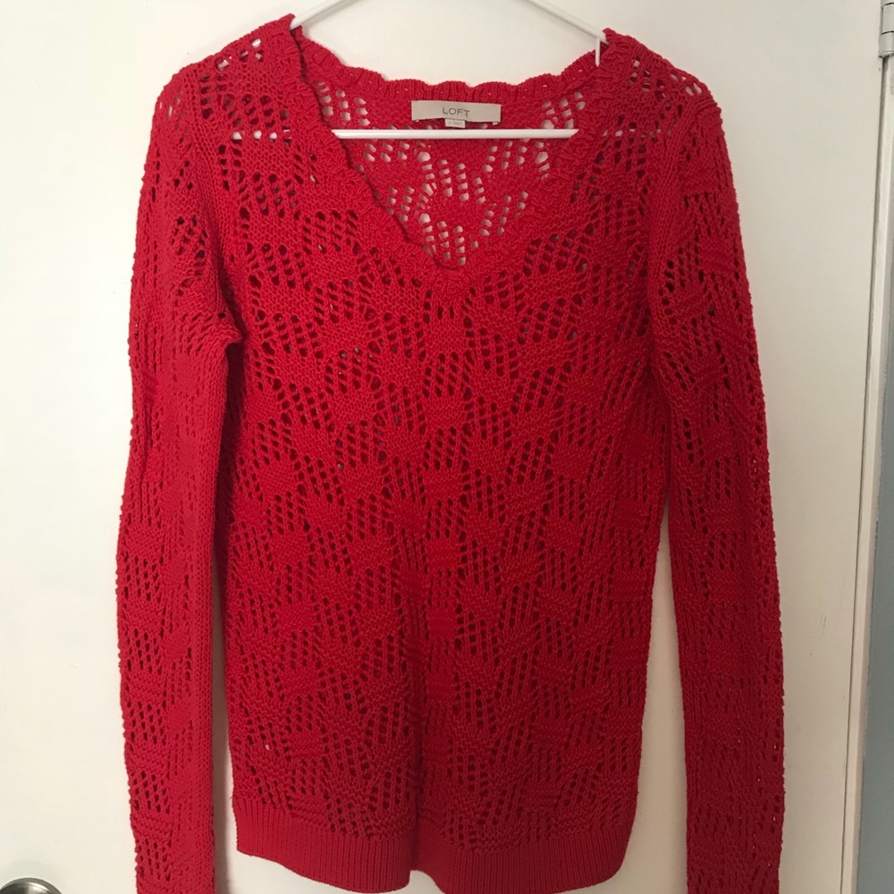 Red LOFT V neck sweater